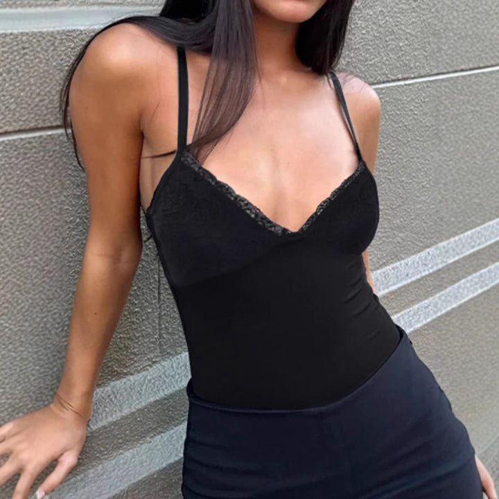 Damen eleganter Spitzen-Bodysuit mit feinen Trägern Echo Archiv