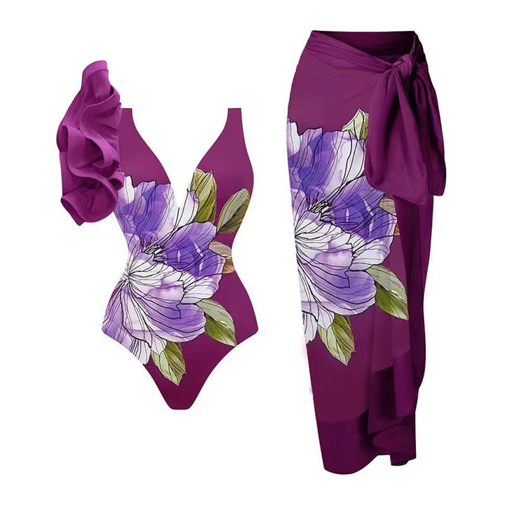 Damen Badeanzug-Set mit floralem Design und elegantem Wickelrock Echo Archiv