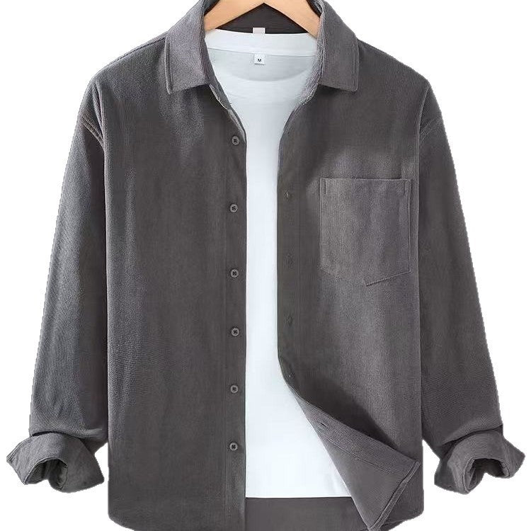 Herren Leichte Feincord-Hemdjacke mit Brusttasche und Kentkragen Echoarchiv