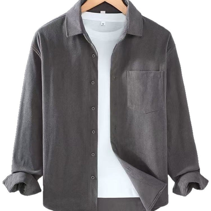 Herren Leichte Feincord-Hemdjacke mit Brusttasche und Kentkragen Echoarchiv