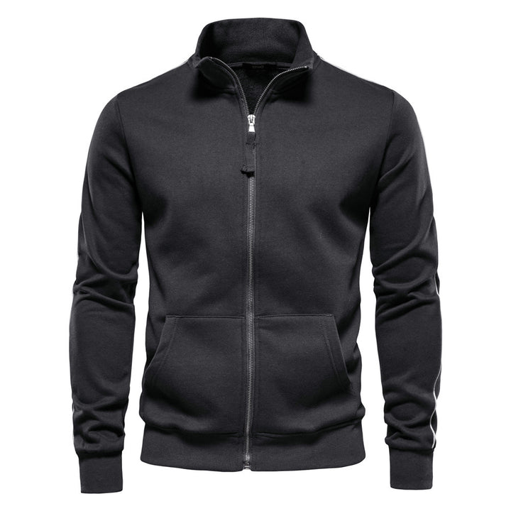 Herren nan sportive Baumwoll-Sweatjacke mit Stehkragen und Kängurutaschen Echo Archiv