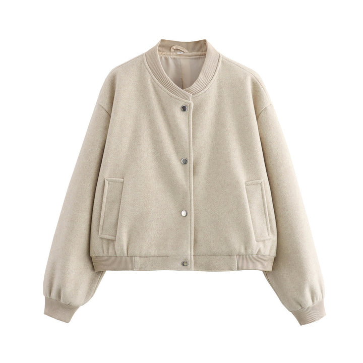 Damen Cropped-Bomberjacke im Boxy-Schnitt mit Druckknopfleiste und Eingrifftaschen Echo Archiv