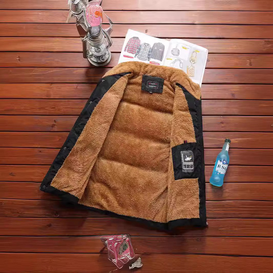 Herren Ärmellose Thermo-Steppweste mit kuscheligem Teddy-Innenfutter und aufgesetzten Klappentaschen Echoarchiv