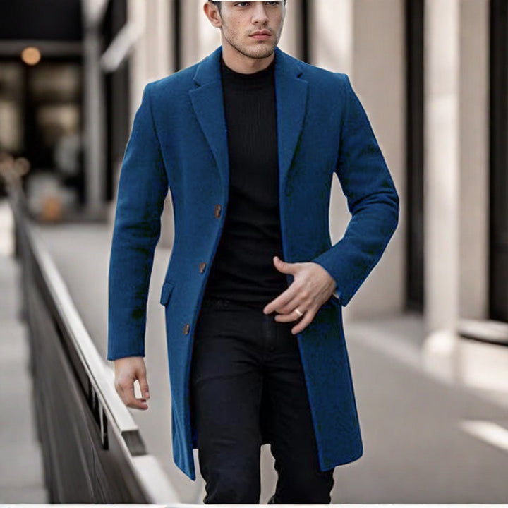 Herren eleganter Wollmantel mit schmalem Schnitt Echoarchiv