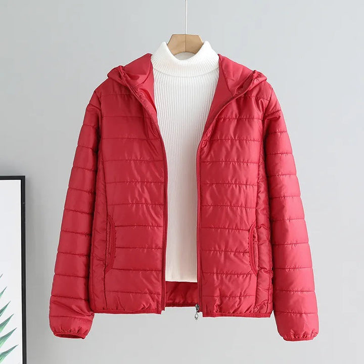 Damen gesteppte Übergangsjacke mit praktischen Taschen und Kapuze Echoarchiv