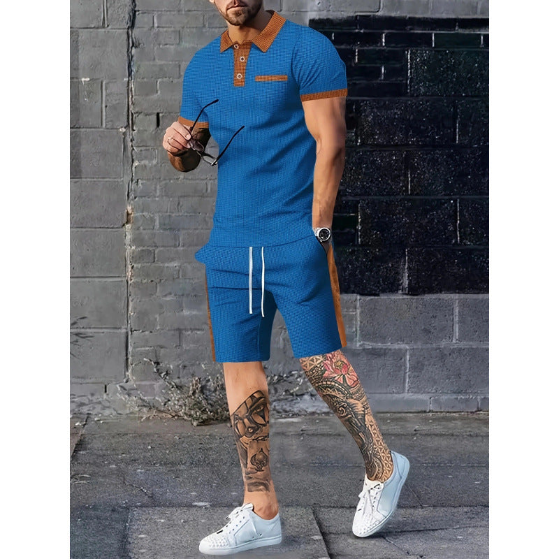 Herren Poloshirt und Shorts Set mit stylischem Kontrastdesign Echoarchiv