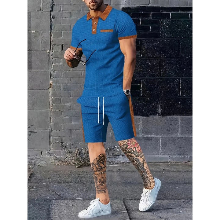 Herren Poloshirt und Shorts Set mit stylischem Kontrastdesign Echoarchiv