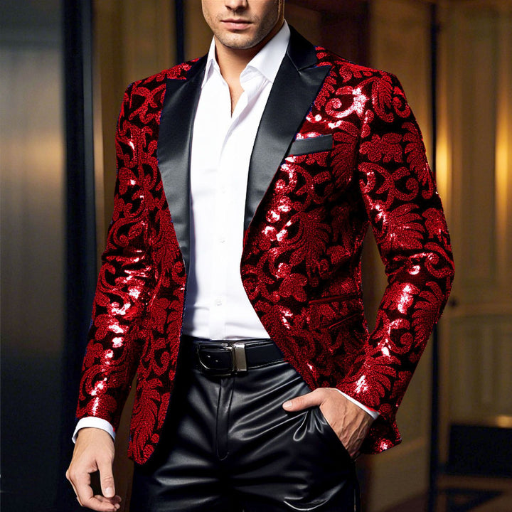 Herren Glamouröser Jacquard-Blazer mit schimmerndem Design Echoarchiv