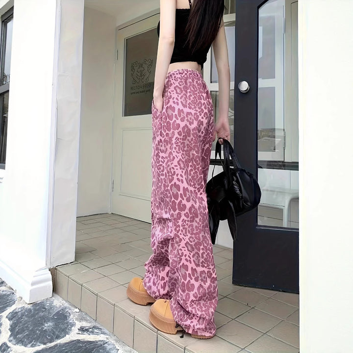 Damen Cargo-Hose mit Leopardenmuster und elastischem Bund Echo Archiv