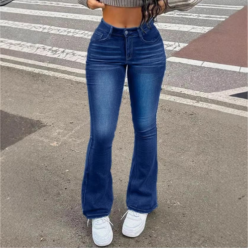 Damen hochtaillierte Bootcut-Jeans mit sculptendem Hüftbund Echo Archiv