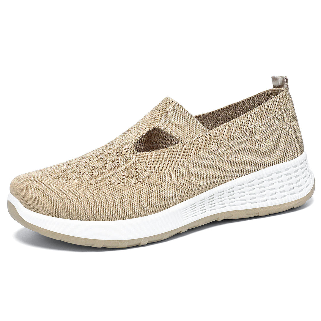 Damen nan gestrickter Slip-On Komfort-Sneaker mit V-Cut, elastischem Einstieg und dämpfender Waben-Zwischensohle Echo Archiv