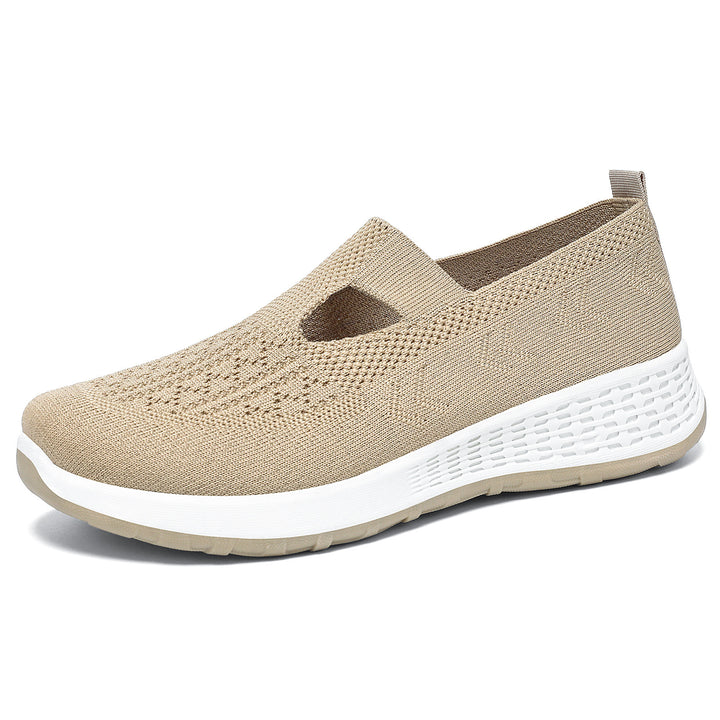 Damen nan gestrickter Slip-On Komfort-Sneaker mit V-Cut, elastischem Einstieg und dämpfender Waben-Zwischensohle Echo Archiv