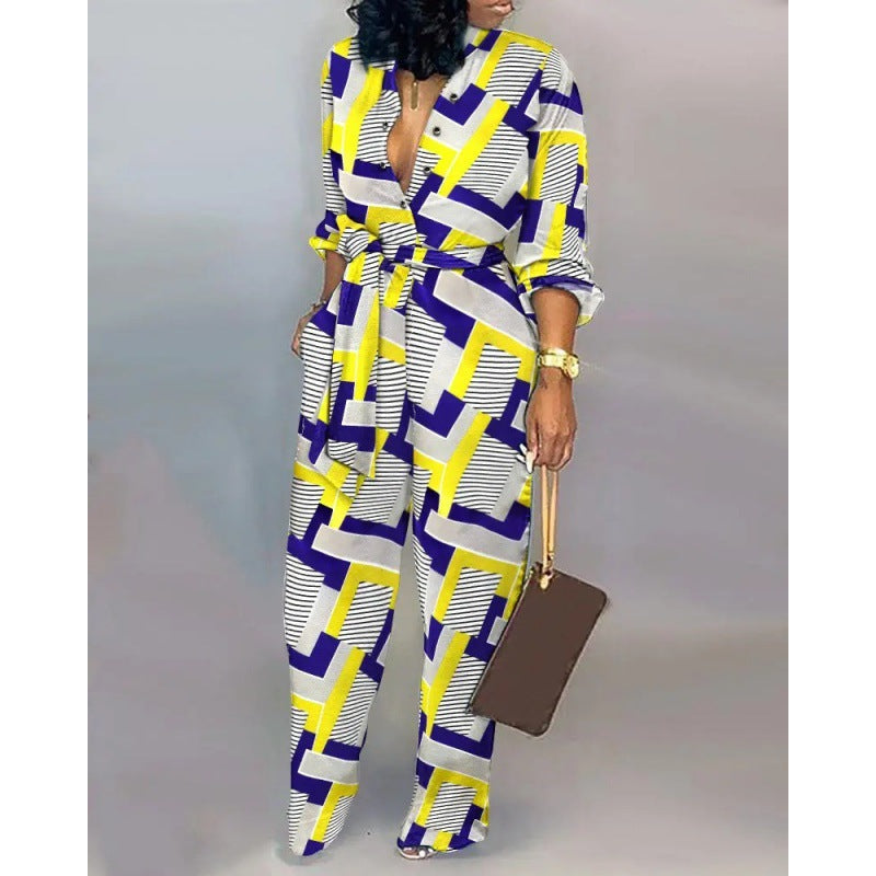 Damen Denim Jumpsuit mit modischem Patchwork-Design und praktischen Taschen Echoarchiv