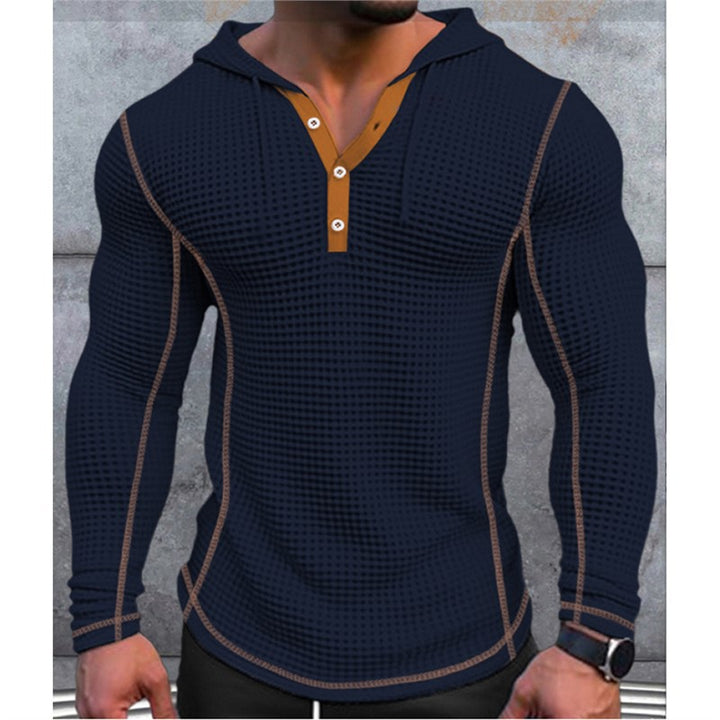 Herren stylisches Kapuzenshirt mit strukturiertem Design und Knopfleiste Echoarchiv