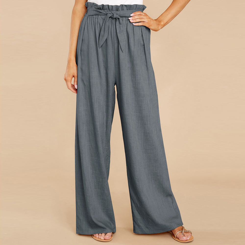 Damen nan Leinenhose mit Paperbag-Bund und weitem Bein Echo Archiv