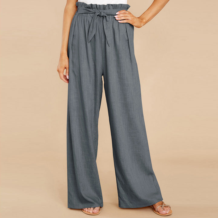Damen nan Leinenhose mit Paperbag-Bund und weitem Bein Echo Archiv