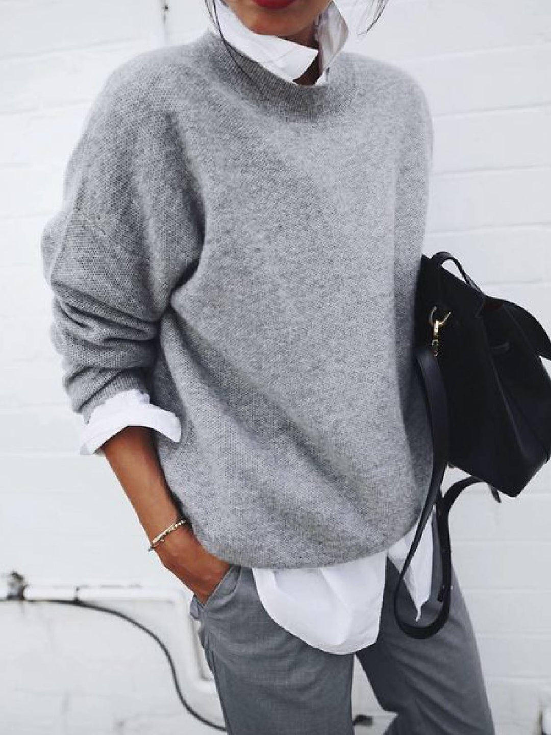 Damen Oversize Kuscheliger Strickpullover mit Lockere Passform, Fallenden Schultern und Mohair-Look Echoarchiv