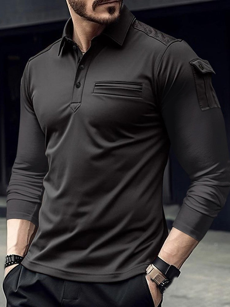 Herren sportliches Langarm-Shirt mit praktischem Eingrifftaschen-Design Echoarchiv