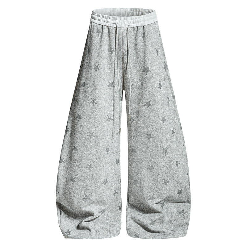 Damen Weite Lounge-Hose mit Sternenprint und elastischem Tunnelzug Echoarchiv