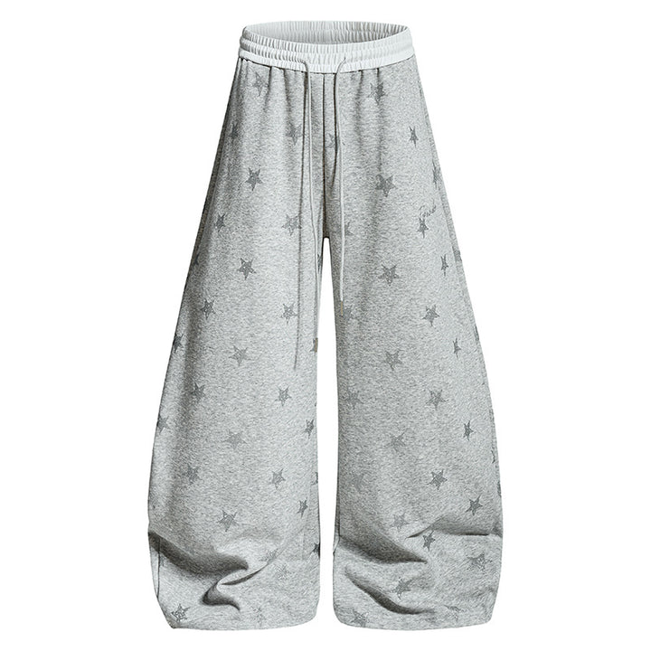 Damen Weite Lounge-Hose mit Sternenprint und elastischem Tunnelzug Echoarchiv