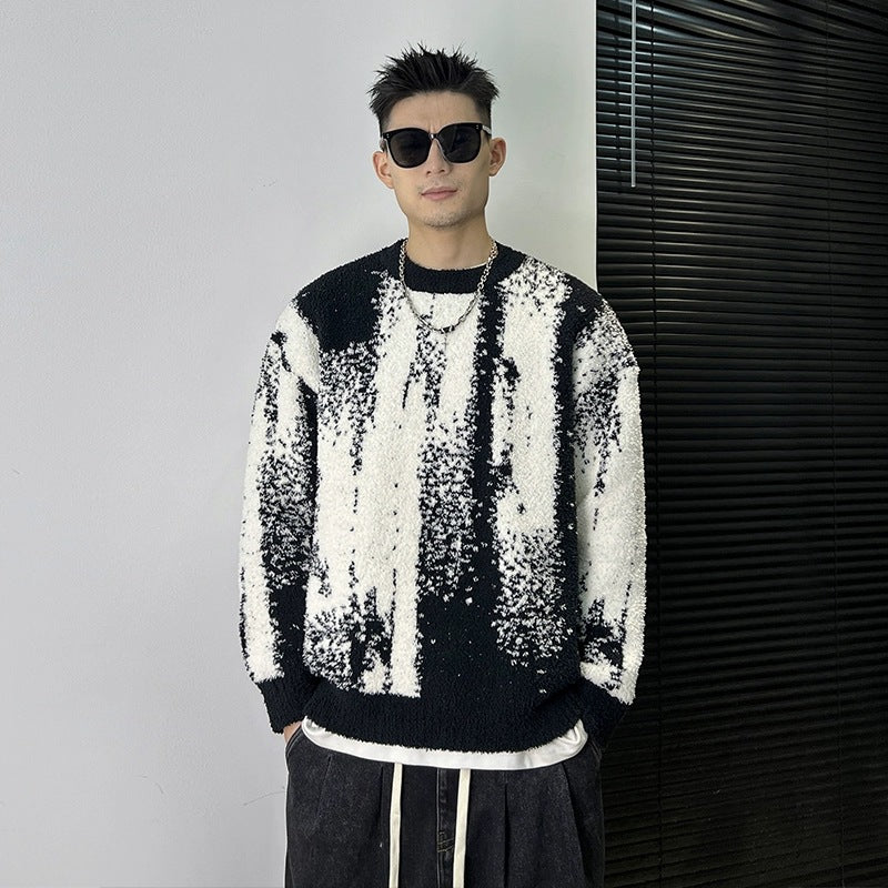 Herren Modischer Grobstrickpullover mit grafischem Muster Echoarchiv