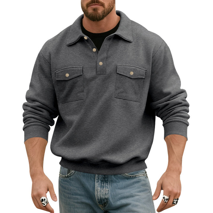 Herren komfortabler Fleece-Pullover mit praktischen Brusttaschen Echoarchiv