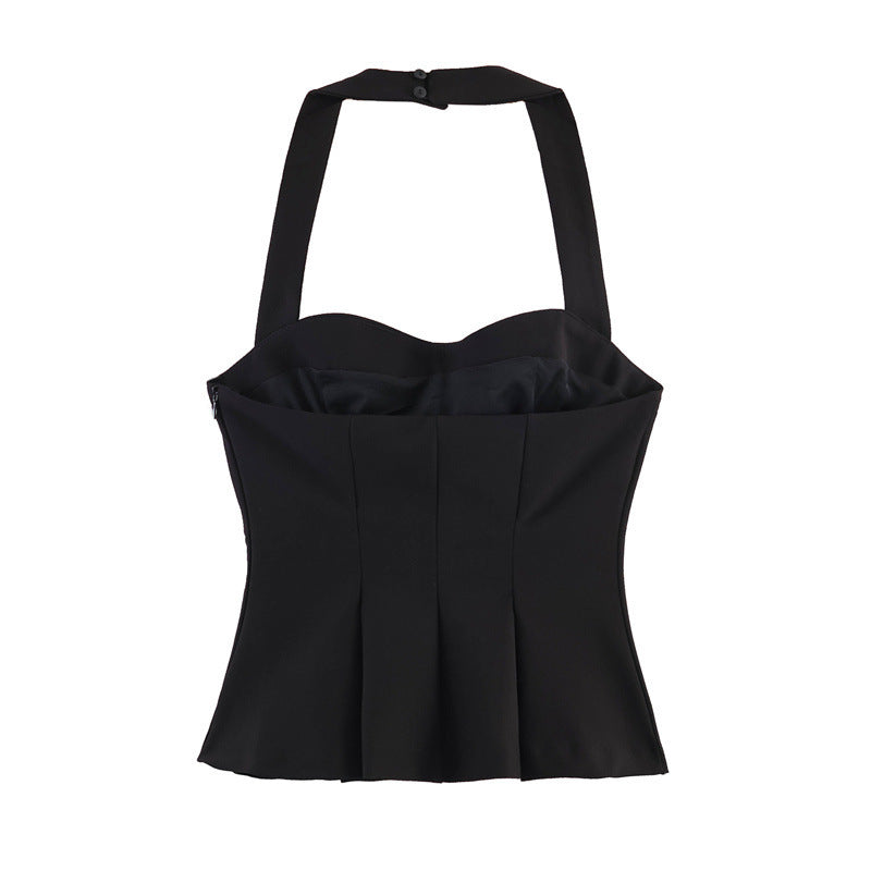 Damen Chic Haltertop mit tailliertem Schnitt und raffinierter Rüsche Echo Archiv