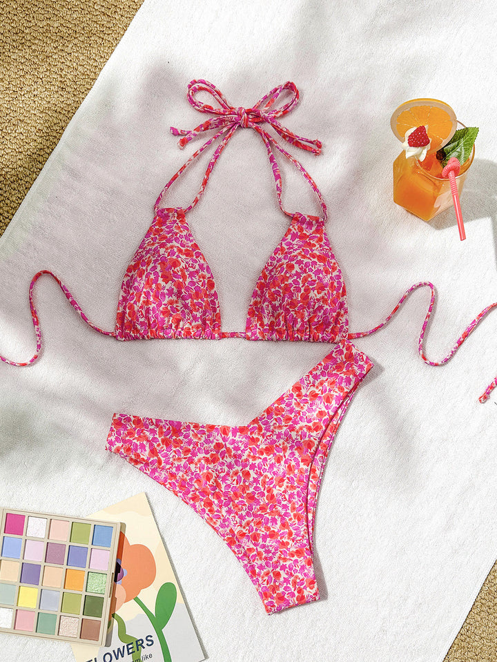 Damen Triangel-Bikini mit verstellbaren Trägern und verspieltem Blumenmuster Echo Archiv
