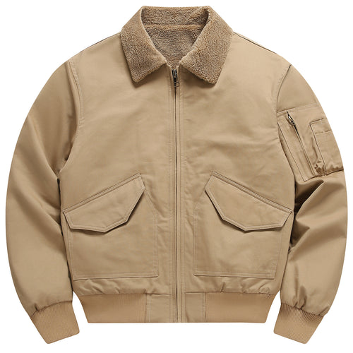 Herren lässige Freizeitjacke mit weichem Teddyfutter und funktionalen Taschen Echoarchiv