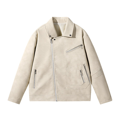Herren Modische Lederjacke mit asymmetrischem Reißverschluss Echo Archiv