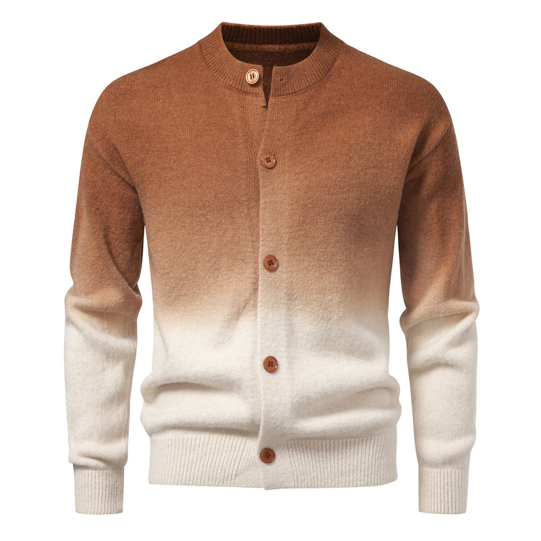 Herren Feiner Button-Cardigan mit Ombre-Farbverlauf und Stehkragen Echo Archiv