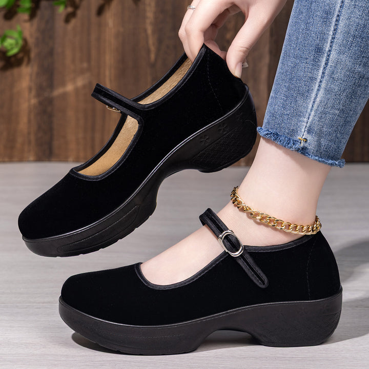 Damen nan Mary-Jane Komfortslipper mit verstellbarem Riemen, orthopädisch inspiriertem Keilfußbett und griffiger Leichtprofilsohle Echo Archiv