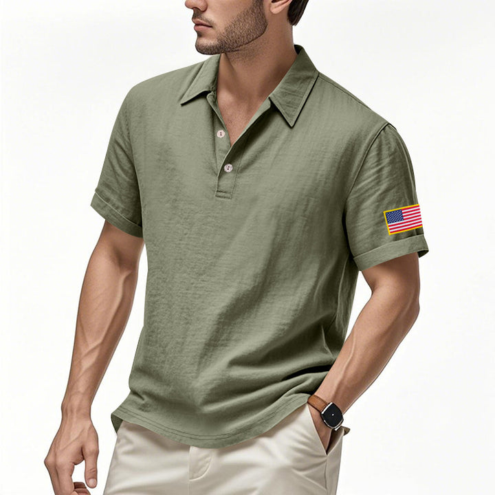 Herren Poloshirt mit strukturiertem Design und Kontrastknopf Echoarchiv