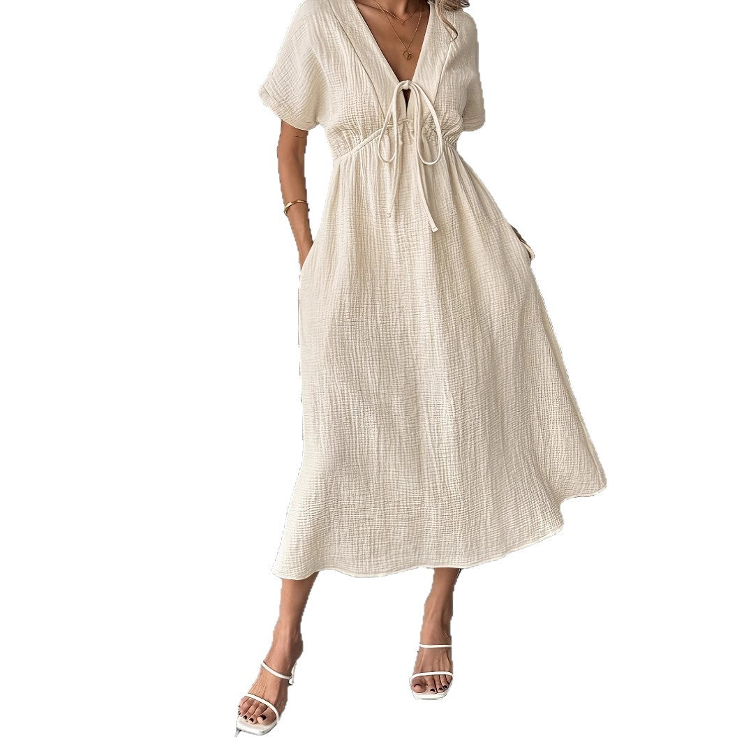 Maxikleid Freizeit mit Taillenband