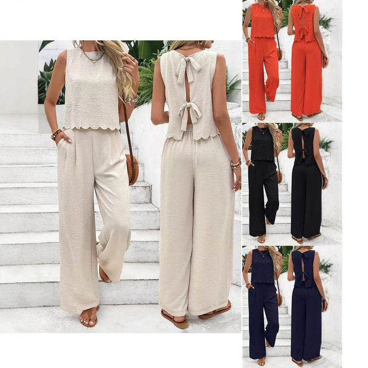 Damen Lässiger Jumpsuit mit elegantem Rückenausschnitt und weitem Bein Echoarchiv
