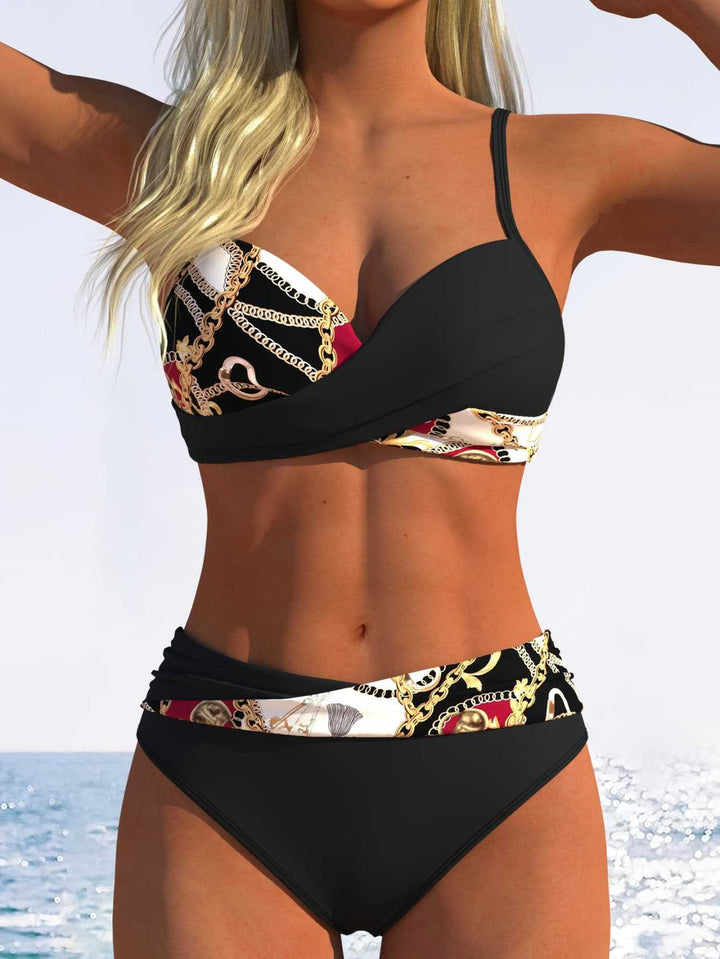Damen Bikini-Set mit modischer Wickeloptik und schickem Kettenmuster Echo Archiv