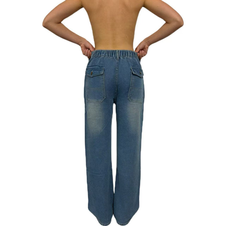 Damen nan hochgeschnittene Relaxed-Jeans mit geradem Bein und aufgesetzten Fronttaschen Echo Archiv