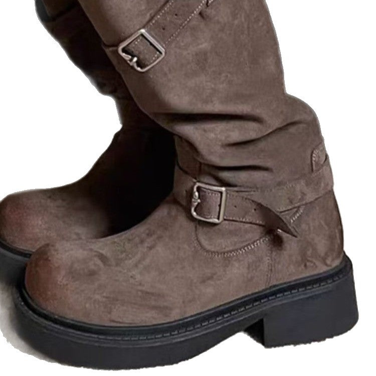 Damen Modische Overkneestiefel mit Schnallen-Design Echo Archiv