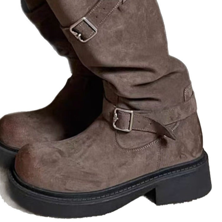 Damen Modische Overkneestiefel mit Schnallen-Design Echo Archiv