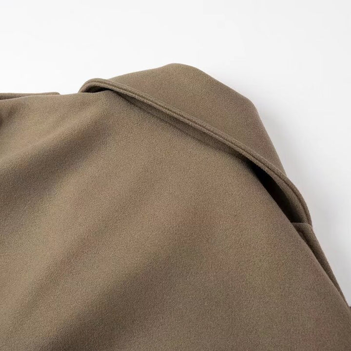 Damen Kurzer Wollmix-Trench mit Gürtel, Epauletten und weitem Revers Echo Archiv