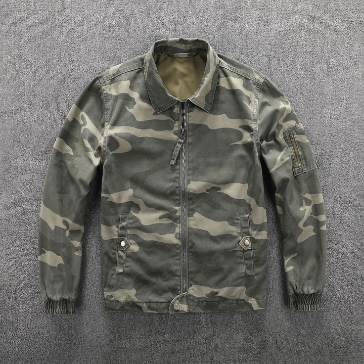 Herren Utility-Blouson im Camouflage-Muster mit Reißverschluss und Armzippertasche Echoarchiv