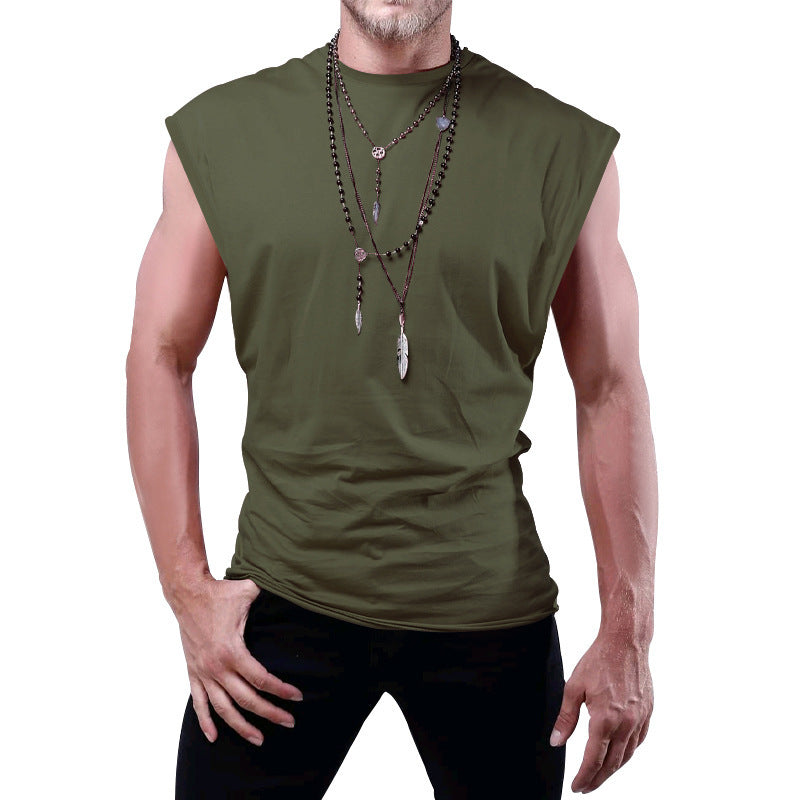 Herren nan tailliertes ärmelloses Muskelshirt aus Baumwollmix mit breiten Schulterpartien Echo Archiv