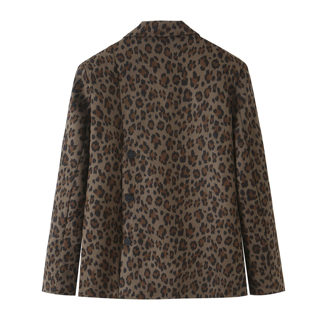 Damen Taillierter Blazer im Leoprint mit Revers und Pattentaschen Echo Archiv