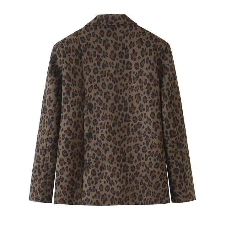 Damen Taillierter Blazer im Leoprint mit Revers und Pattentaschen Echo Archiv