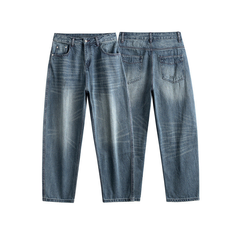 Herren Locker geschnittene Jeans mit hohem Bund und Used-Fade Echo Archiv