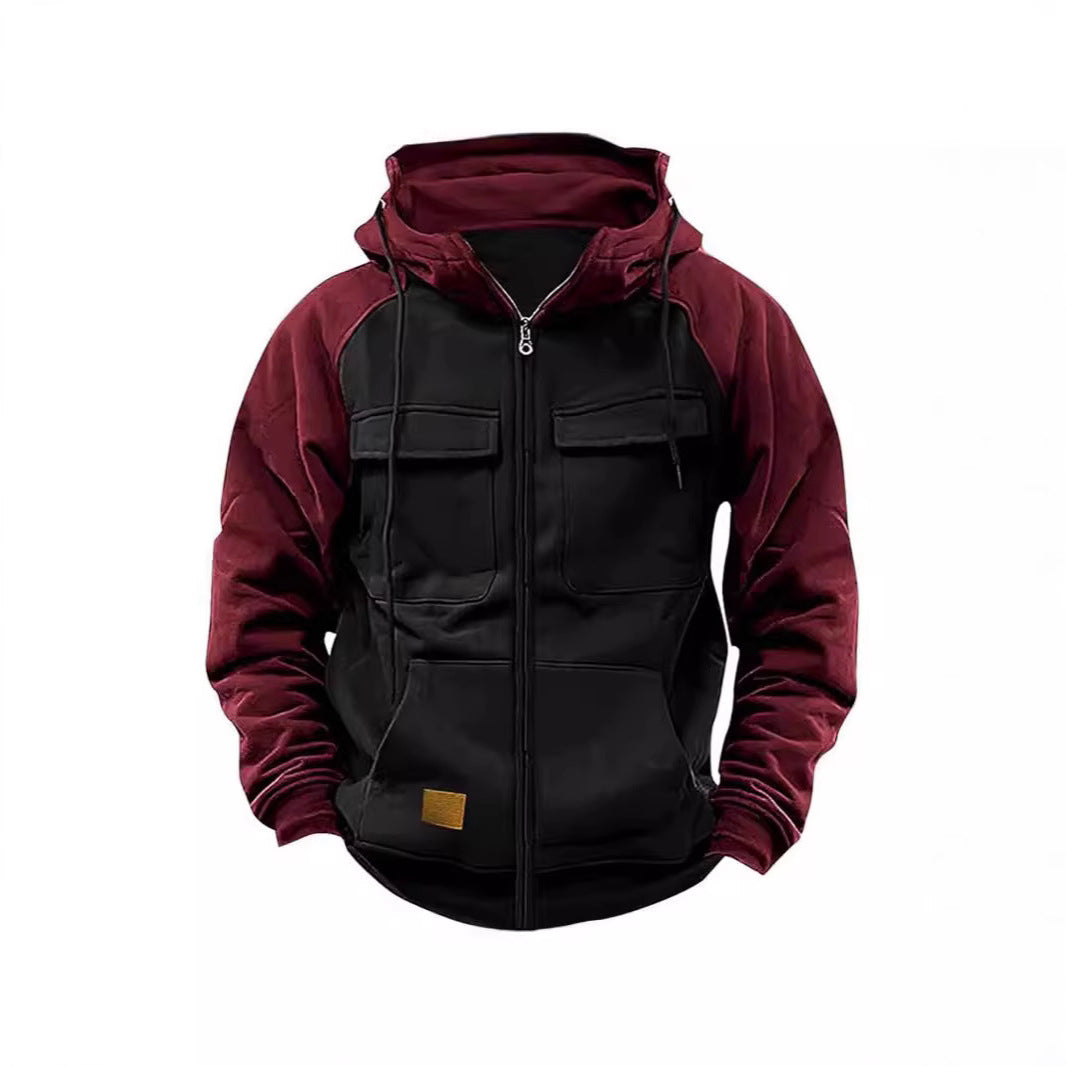 Herren nan Utility-Kapuzenjacke mit Materialmix, Brusttaschen und Reißverschluss Echo Archiv
