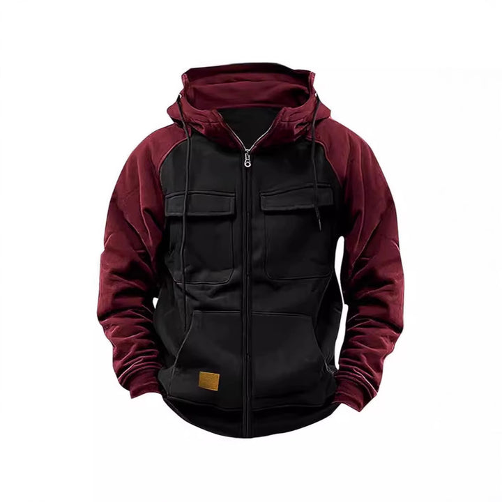 Herren nan Utility-Kapuzenjacke mit Materialmix, Brusttaschen und Reißverschluss Echo Archiv