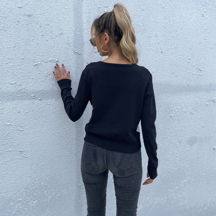 Damen Gemusterter V-Pullover Echo Archiv