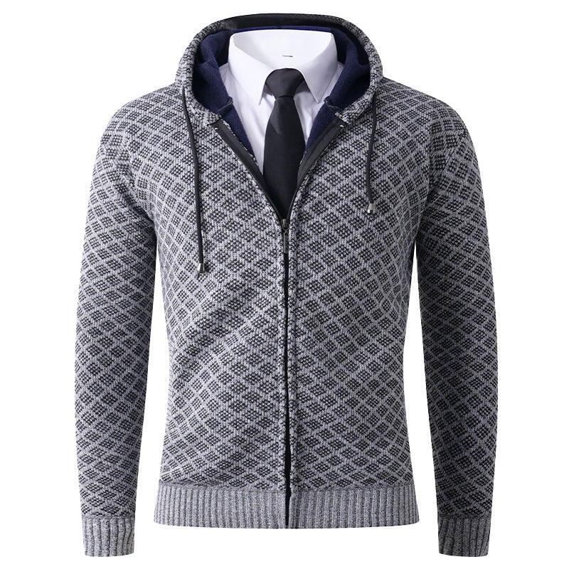 Herren elegante Kapuzenjacke mit strukturiertem Muster Echoarchiv
