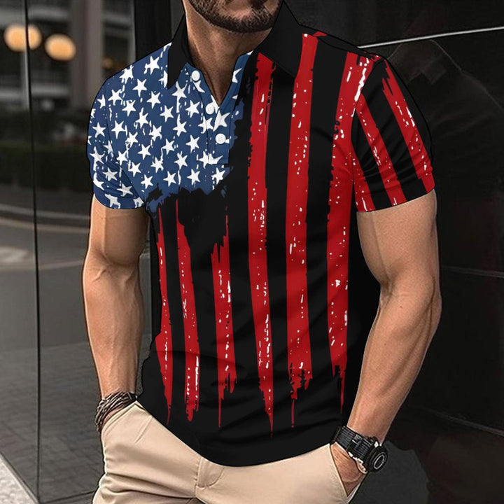 Herren modisches Polohemd mit patriotischem Design Echoarchiv